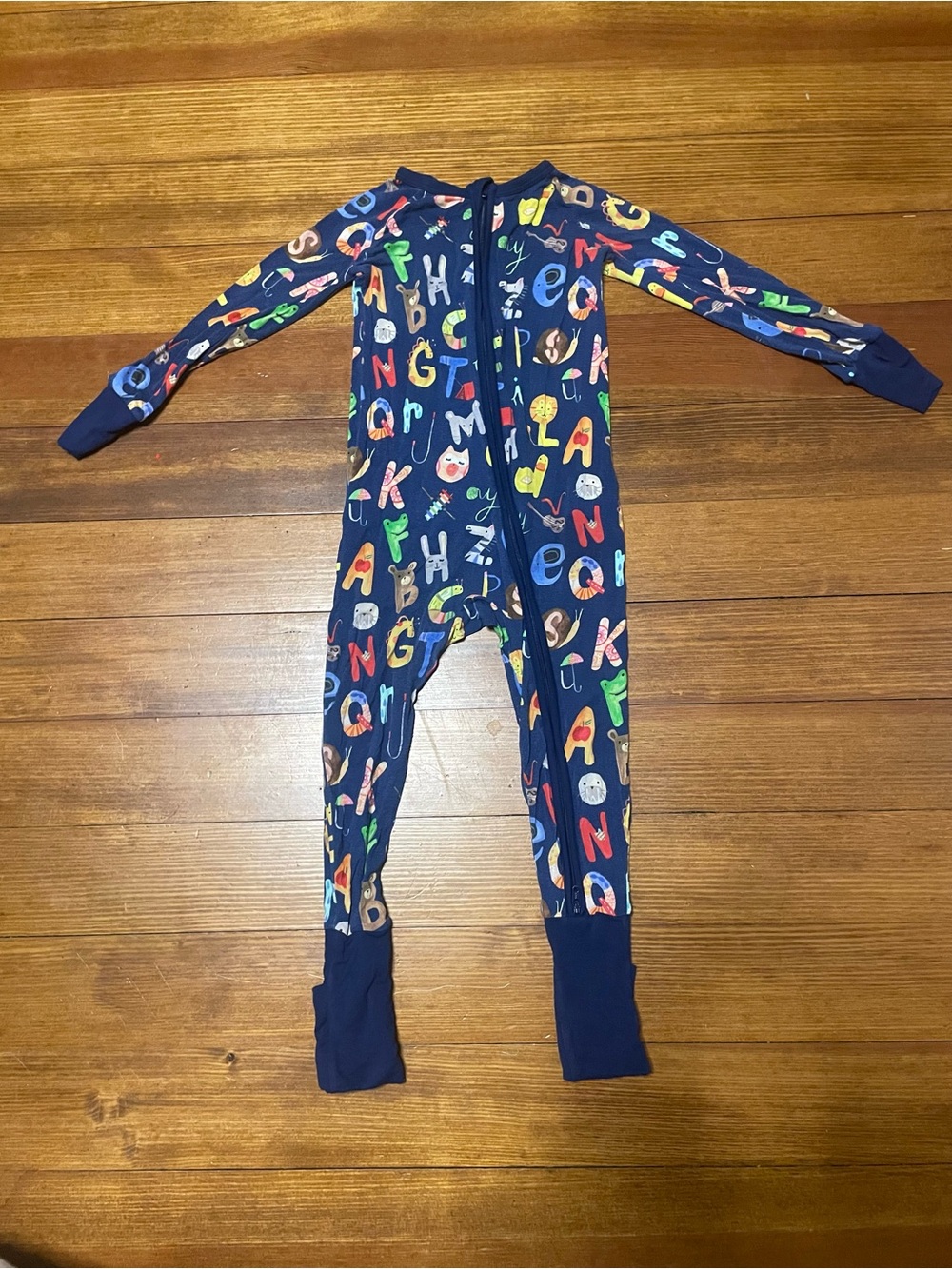 Little Sleepies Navy Alphabet Print Footie Pajamas Size 18-24 Months